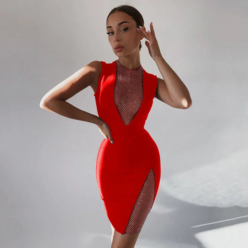 Elegantes Heidi -Diamanten Mini Kleid für Damen