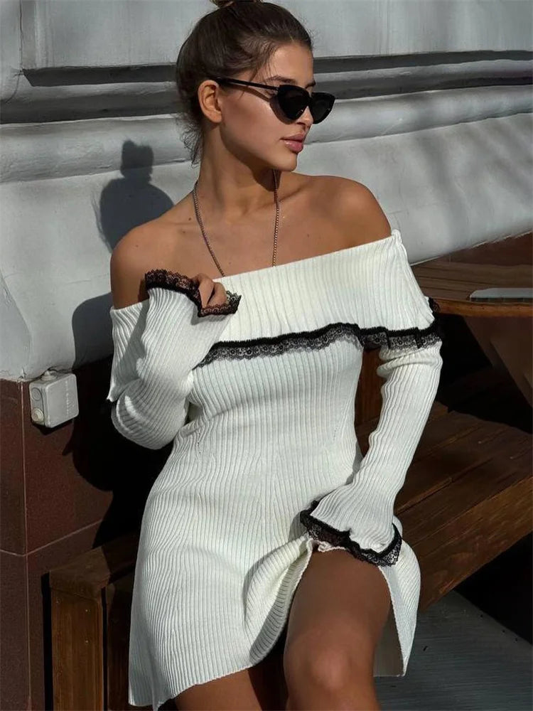 Elegantes Schulterfreies Heidi Minikleid für Frauen