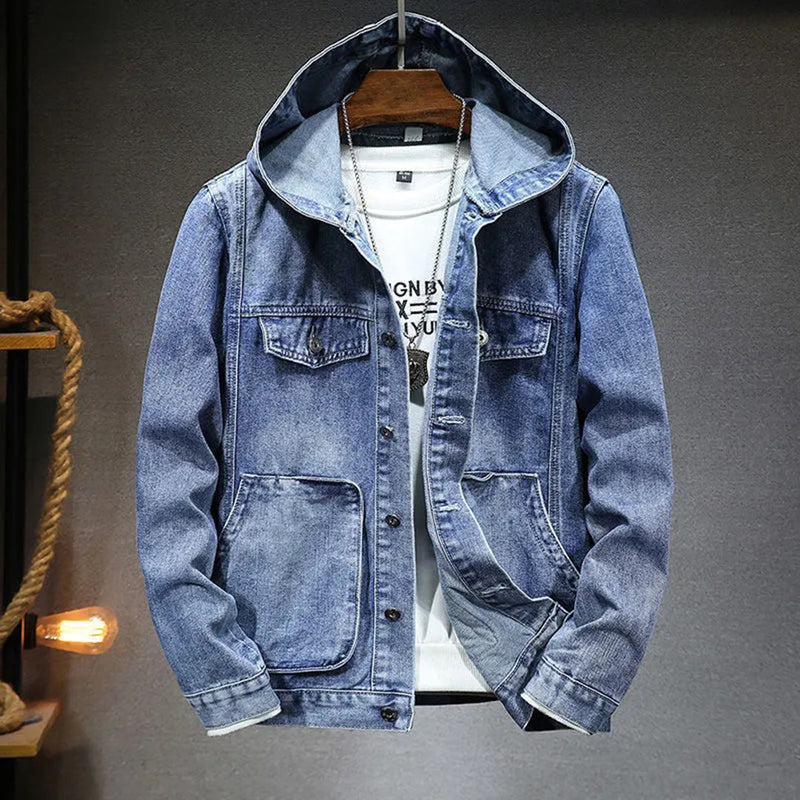 Bequeme Jeansjacke mit Kapuze für Männer