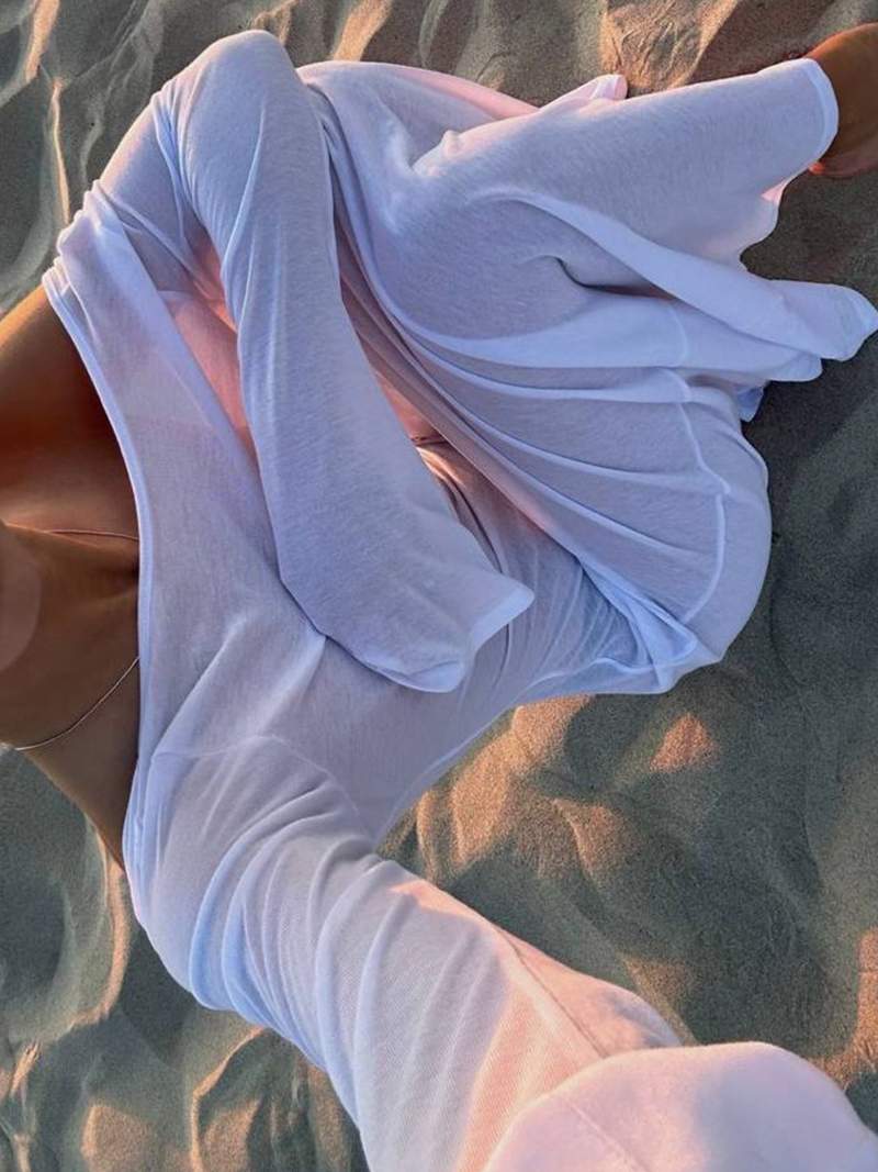 Elegantes Weißes Maxikleid mit langen Ärmeln