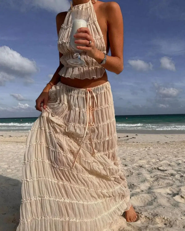 Leichtes - Strandkleid | Zweiteiliges Set mit Rüschendetails | Luxus Sommerkleid für dich