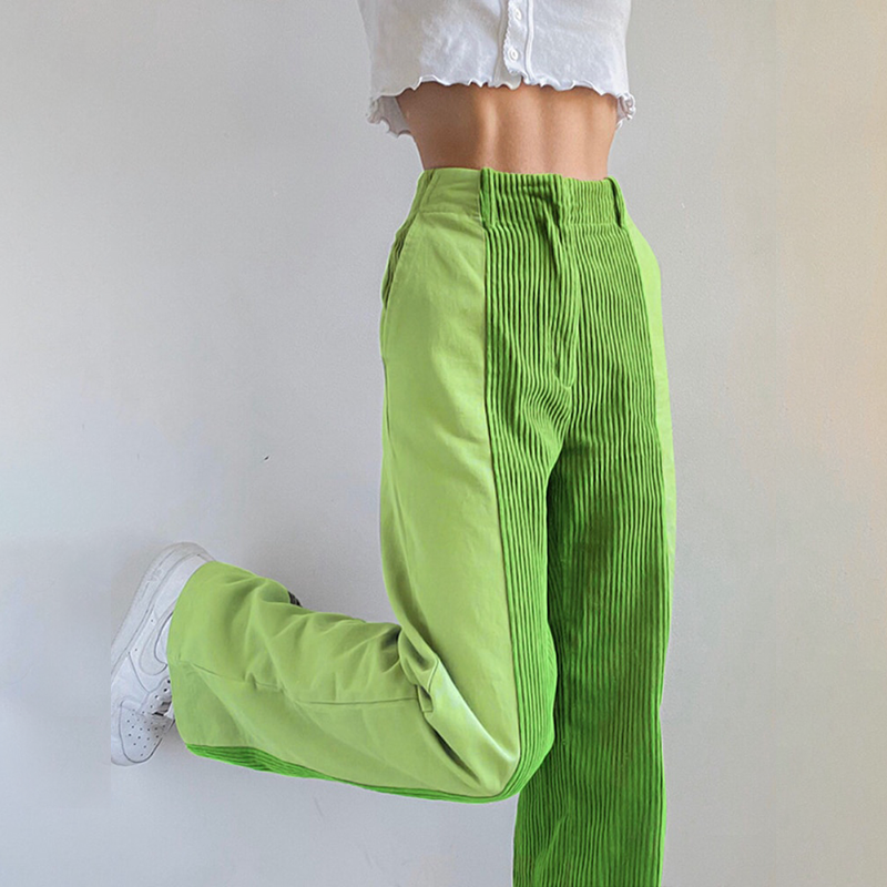 Trendige, hoch taillierte Damen-Cordhose mit weitem Bein