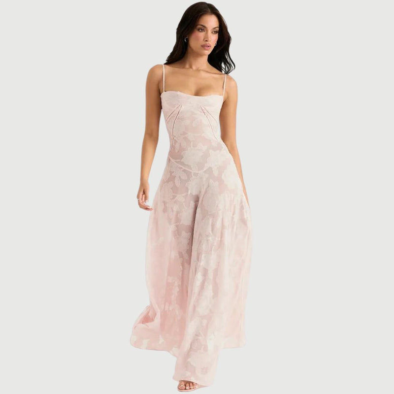 Zartrosa Elegantes Spitzenkleid für Mädchen