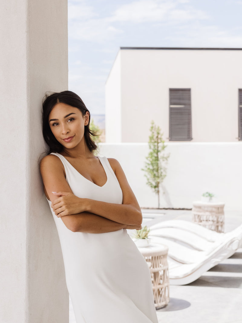 Sibylle - Lounge-Kleid mit geripptem V-Ausschnitt und Tank