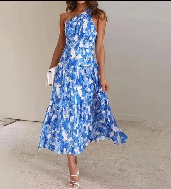 Elegantes Schlankes Plissiertes Strand-Maxikleid