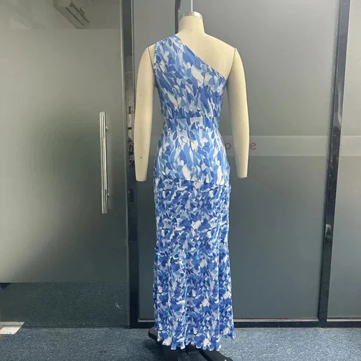Elegantes Schlankes Plissiertes Strand-Maxikleid