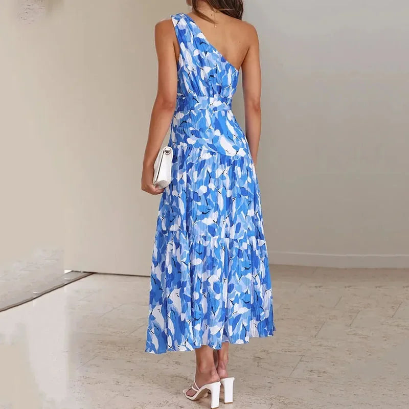 Elegantes Schlankes Plissiertes Strand-Maxikleid