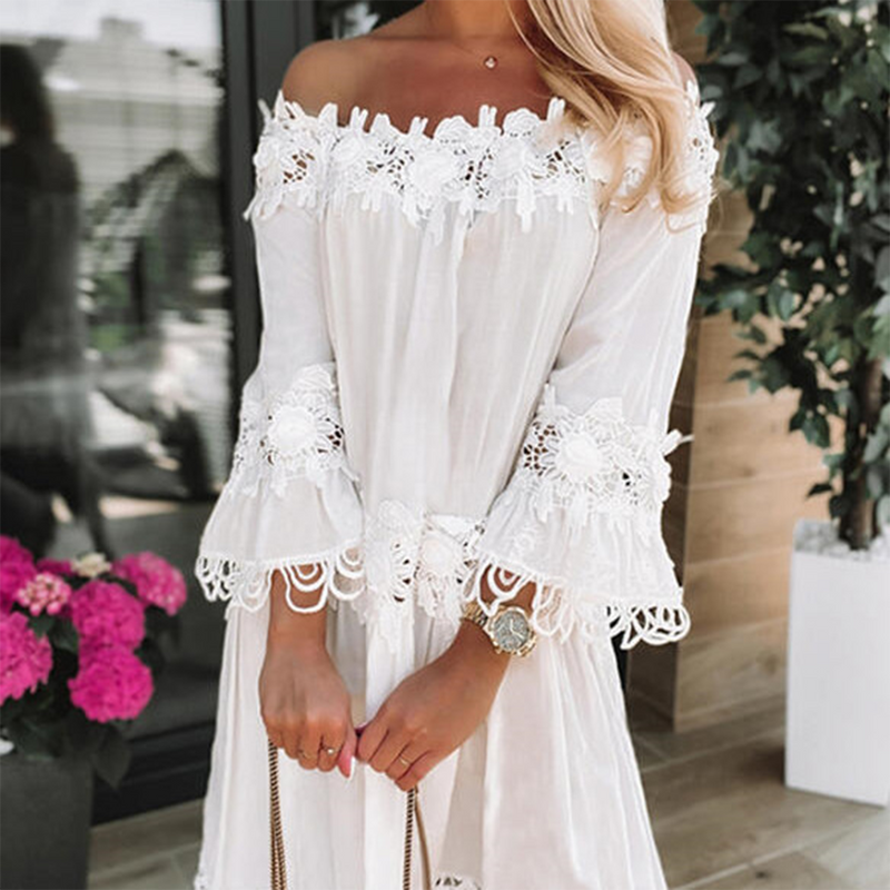 Elegante off-shoulder Sommerkleid für stilvolle Anlässe