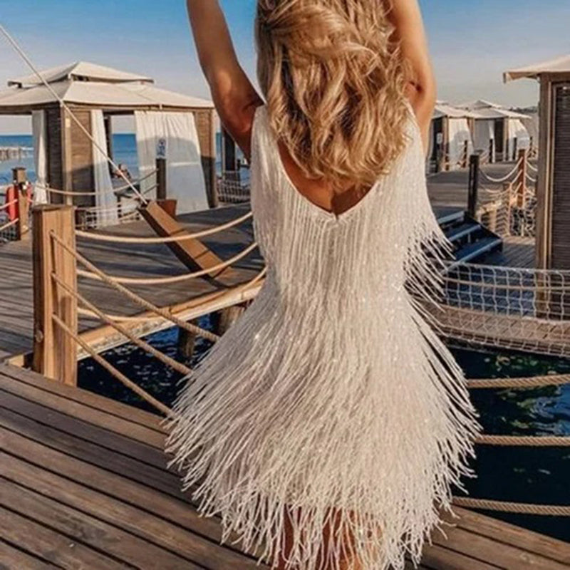 Elegantes Mini Kleid mit stilvollen Fransen für jeden Anlass