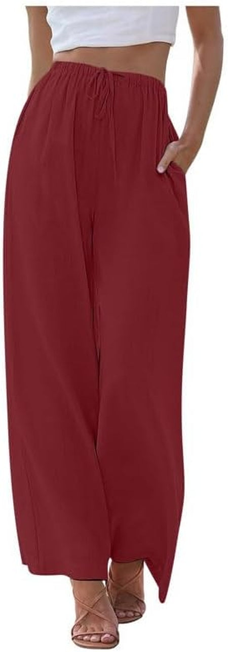 Bequeme, luftige Sommerhose mit Taschen in Wein