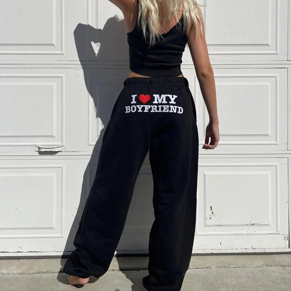Damen-Jogginghosen mit Print und hoher Taille
