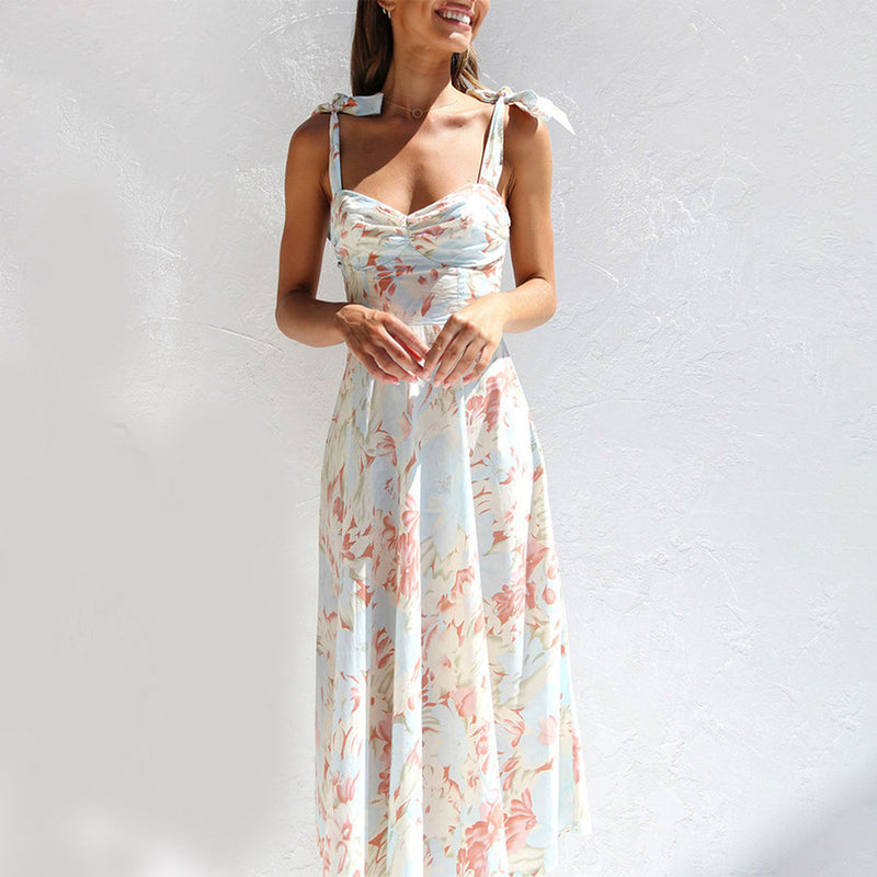 Elegantes Blumenmuster Midi-Kleid für Stilbewusste Frauen