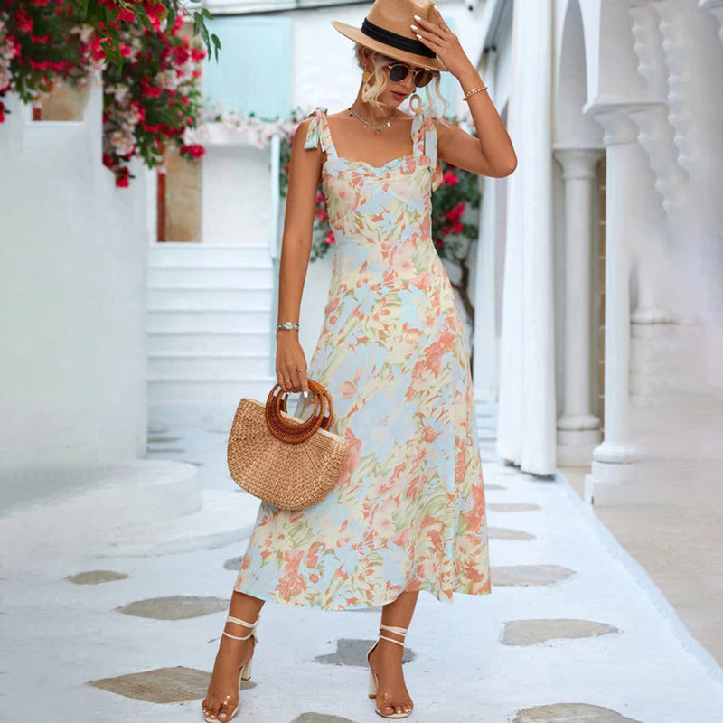 Elegantes Blumenmuster Midi-Kleid für Stilbewusste Frauen