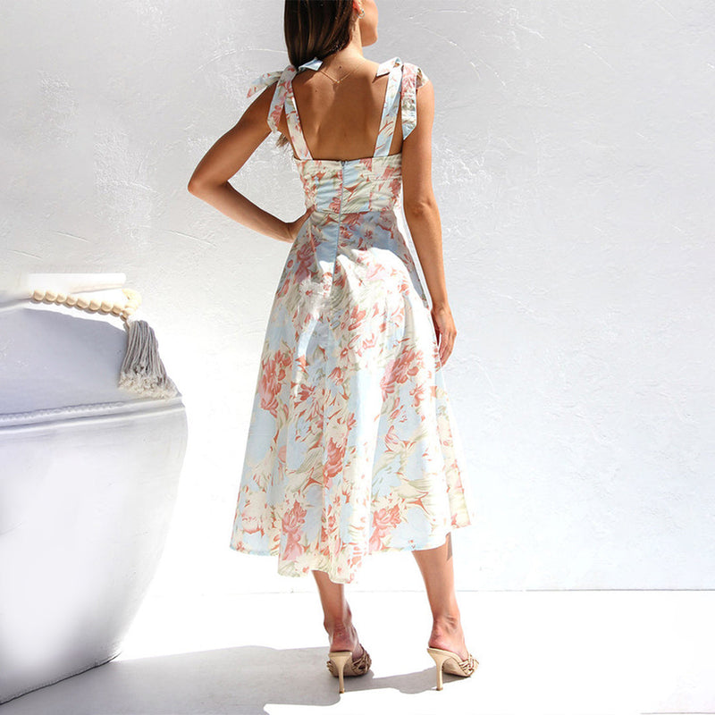 Elegantes Blumenmuster Midi-Kleid für Stilbewusste Frauen