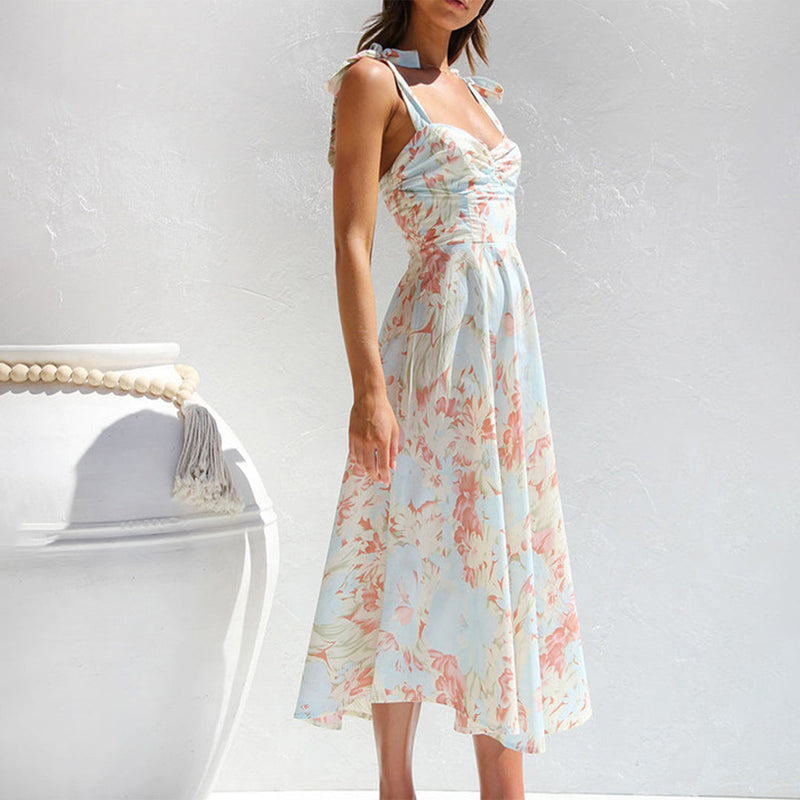 Elegantes Blumenmuster Midi-Kleid für Stilbewusste Frauen