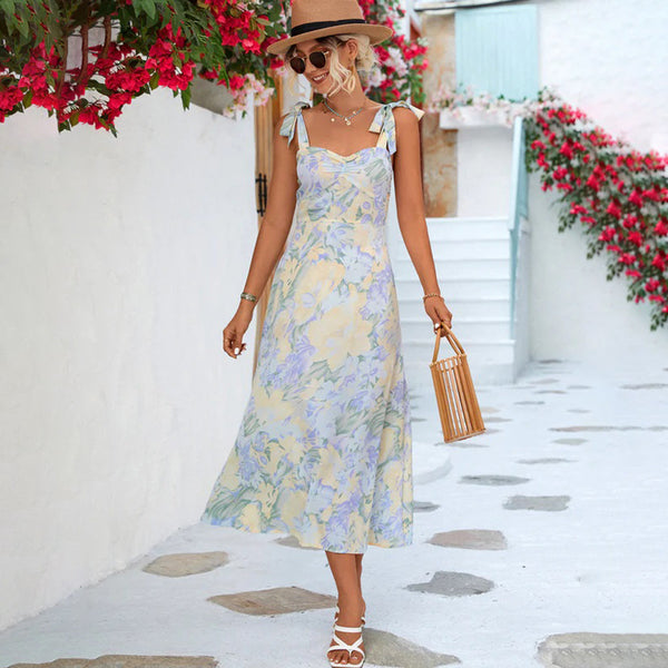 Elegantes Blumenmuster Midi-Kleid für Stilbewusste Frauen