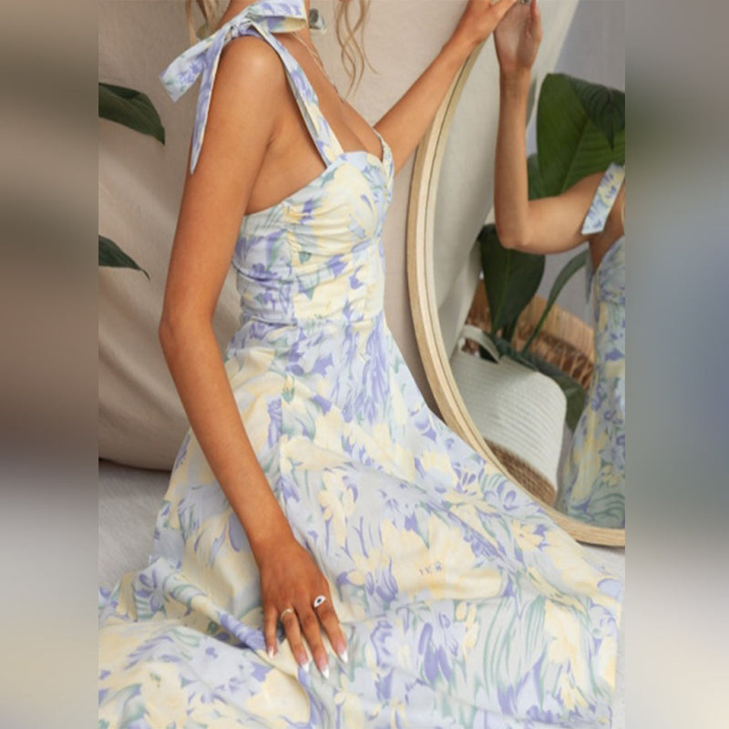 Elegantes Blumenmuster Midi-Kleid für Stilbewusste Frauen