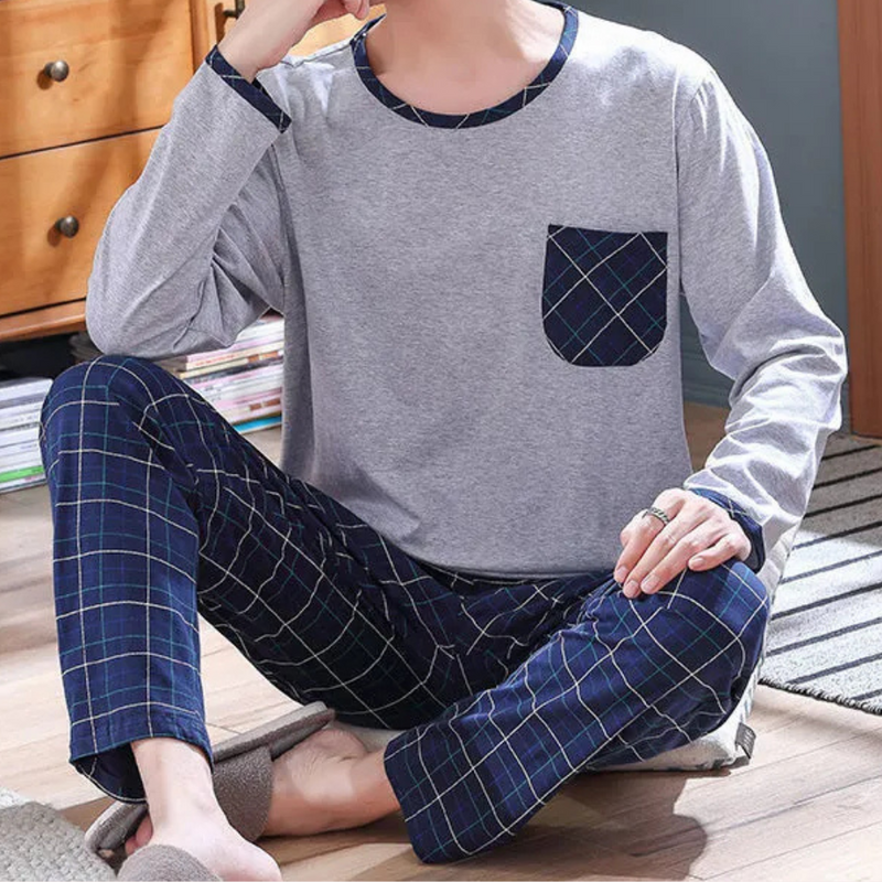 Weiche Herren-Winter-Pyjama aus Baumwolle