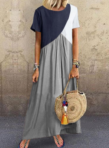 Bequemes und stilvolles Sommerkleid mit Rundhalsausschnitt