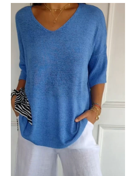 Elna - Unifarbenes Stricktop mit V-Ausschnitt