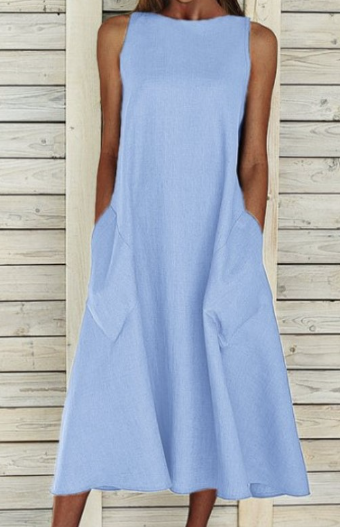 Brunhilde - Elegantes einfarbiges Baumwollkleid