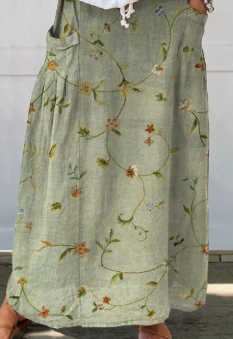 Hannah - Taschenrock aus Leinen mit Retro-Blumenprint