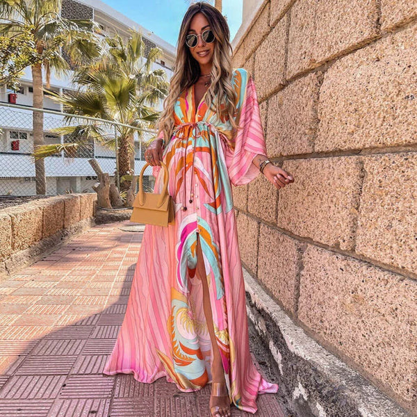 Elegantes Bedrucktes Beach Cover Up Kleid