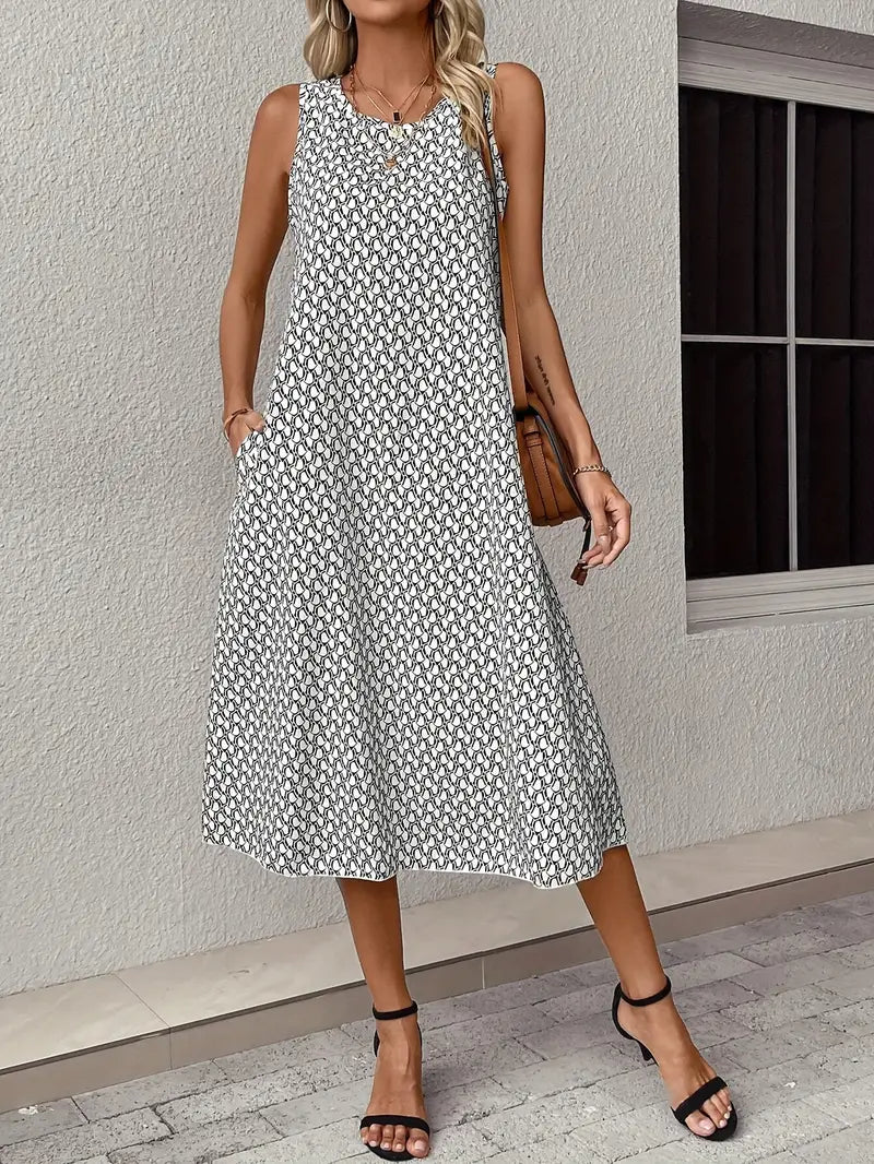 Elegantes | Lässiges Kleid Mit Alloverdruck Und Tasche - Modisch & Bequem für dich