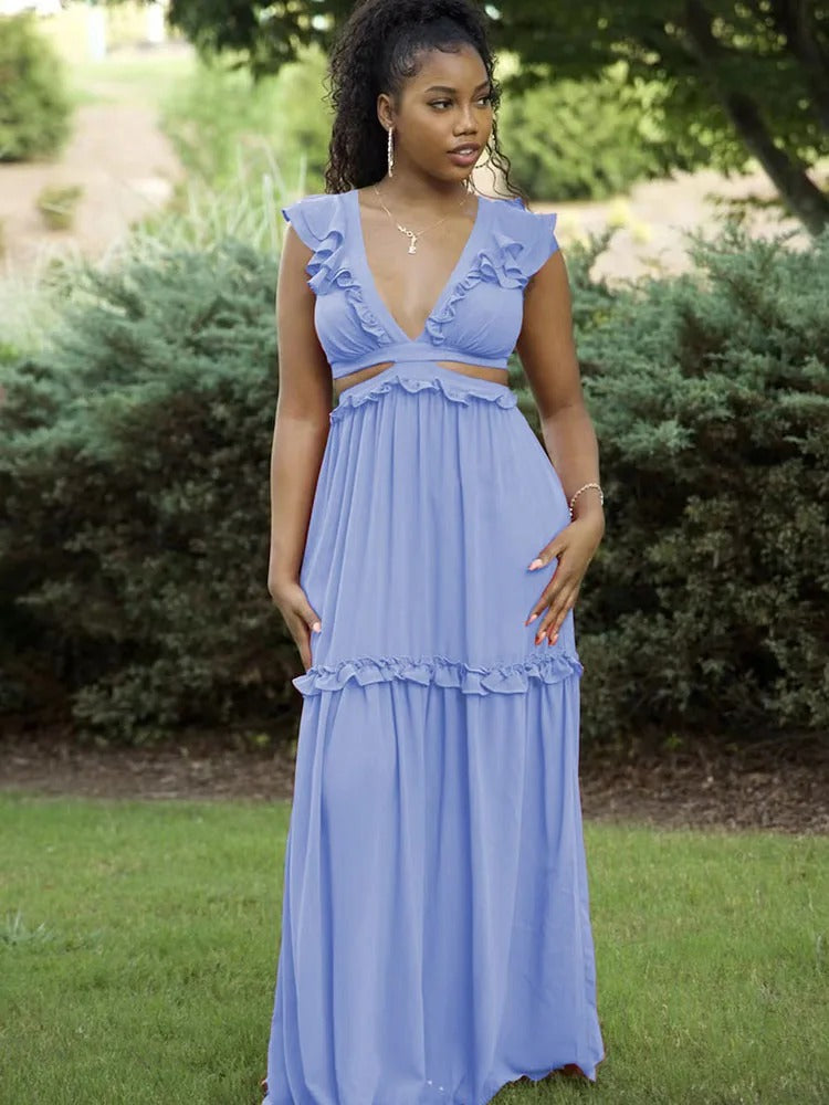 Elegantes Rackenfreies Spitzen-Maxikleid für besondere Anlässe