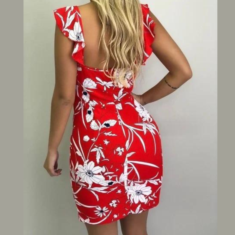 Bequemes bedrucktes rückenfreies Kleid für dich