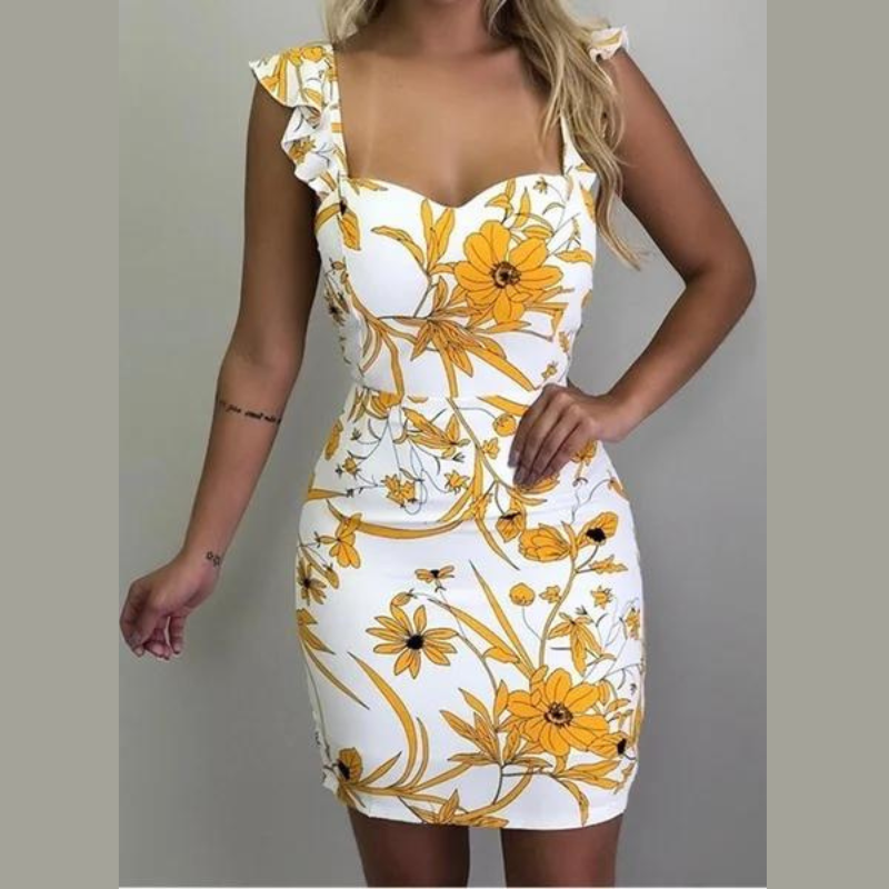 Bequemes bedrucktes rückenfreies Kleid für dich