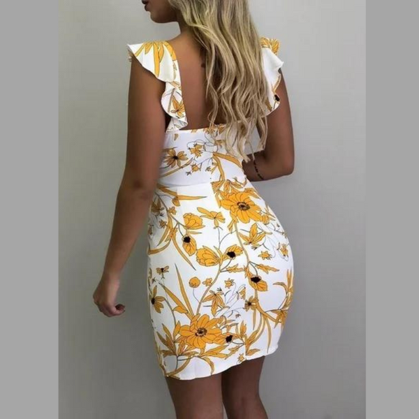 Bequemes bedrucktes rückenfreies Kleid für dich