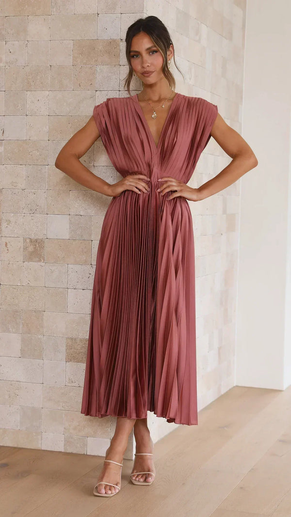 Aisha Plunge-Midikleid – Elegante Falten für besondere Looks