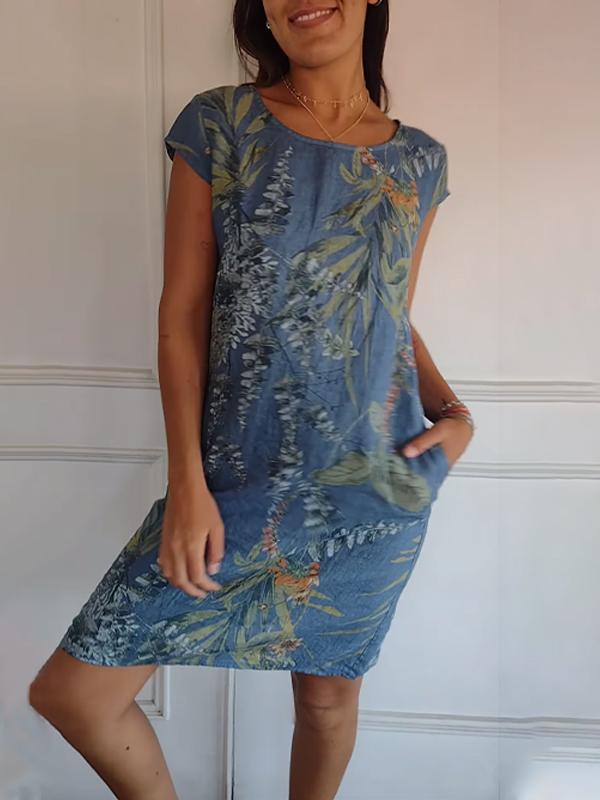 Rundhalsausschnitt – stilvolles und bequemes Kleid mit Aufdruck