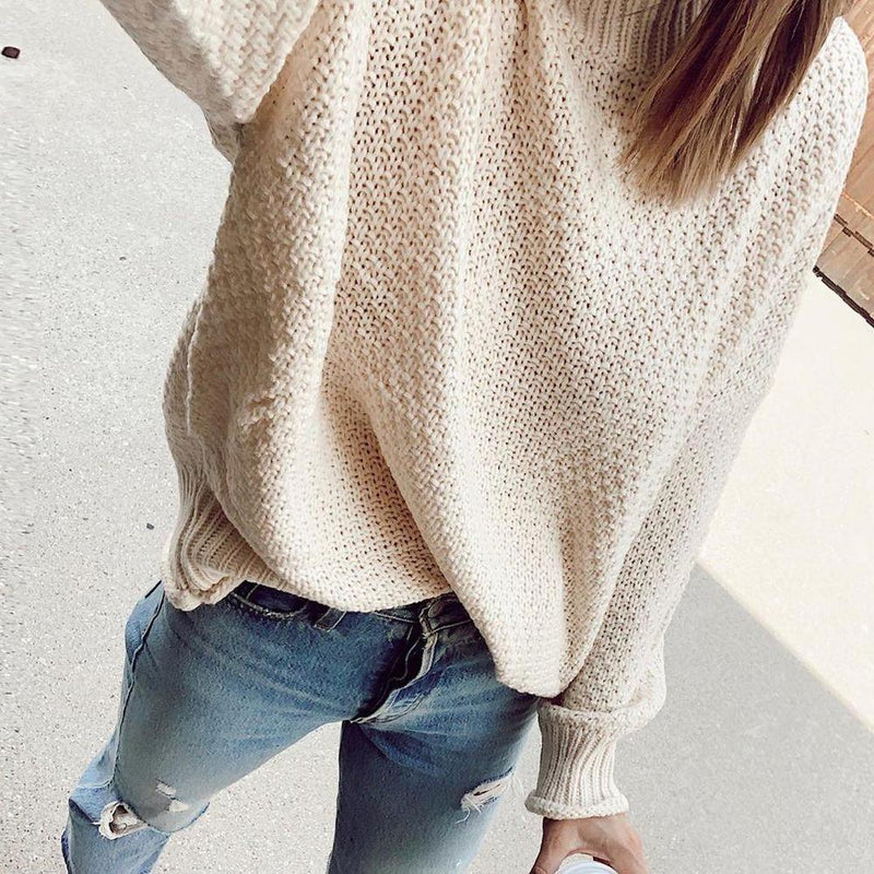 Anni - Unifarbener langärmeliger Pullover