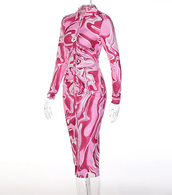 Weiches | Hemdkleid mit abstraktem Druck und Knopfleiste für dich