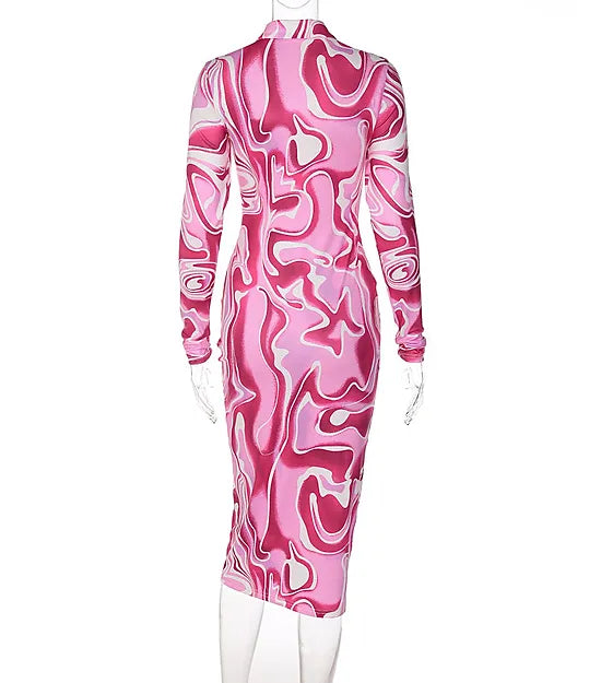 Weiches | Hemdkleid mit abstraktem Druck und Knopfleiste für dich