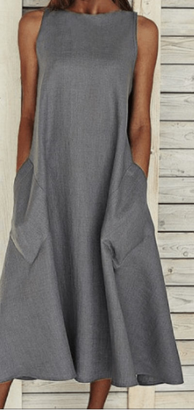 Brunhilde - Elegantes einfarbiges Baumwollkleid