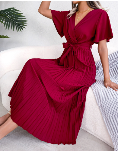 Lorelei - Ärmelloses Kleid mit Falten und Schärpe In Grün