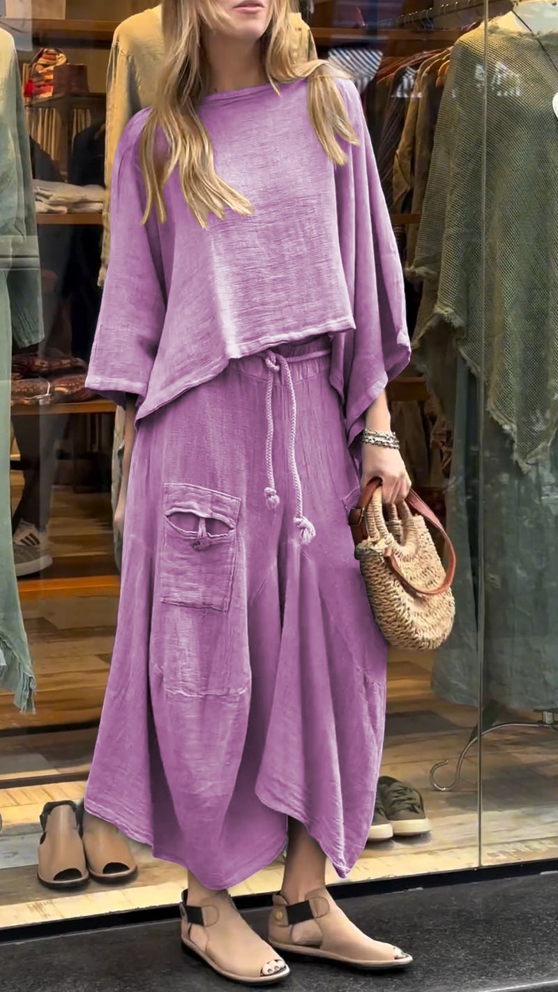 Damen Rundhals Freizeitkleid – Komfort und Stil aus Baumwolle und