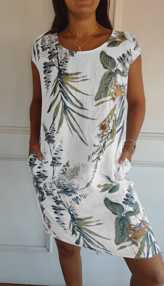 Rundhalsausschnitt – stilvolles und bequemes Kleid mit Aufdruck