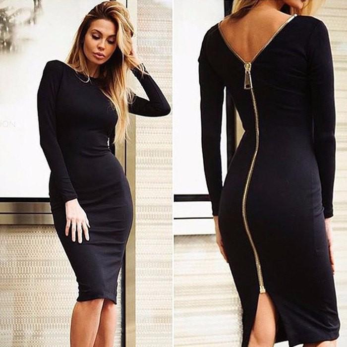 Elegantes | Langarmkleid mit Reißverschluss hinten für dich