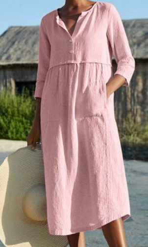 Sigrid - Mittelärmeliges Kleid aus Baumwolle und