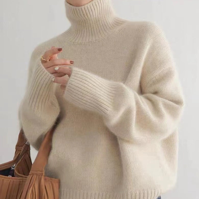 Tanya - Klassische und luxuriöse Wollpullover mit hohem Kragen