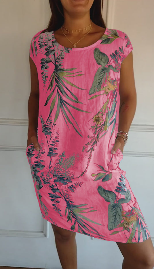 Rundhalsausschnitt – stilvolles und bequemes Kleid mit Aufdruck