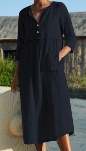 Sigrid - Mittelärmeliges Kleid aus Baumwolle und