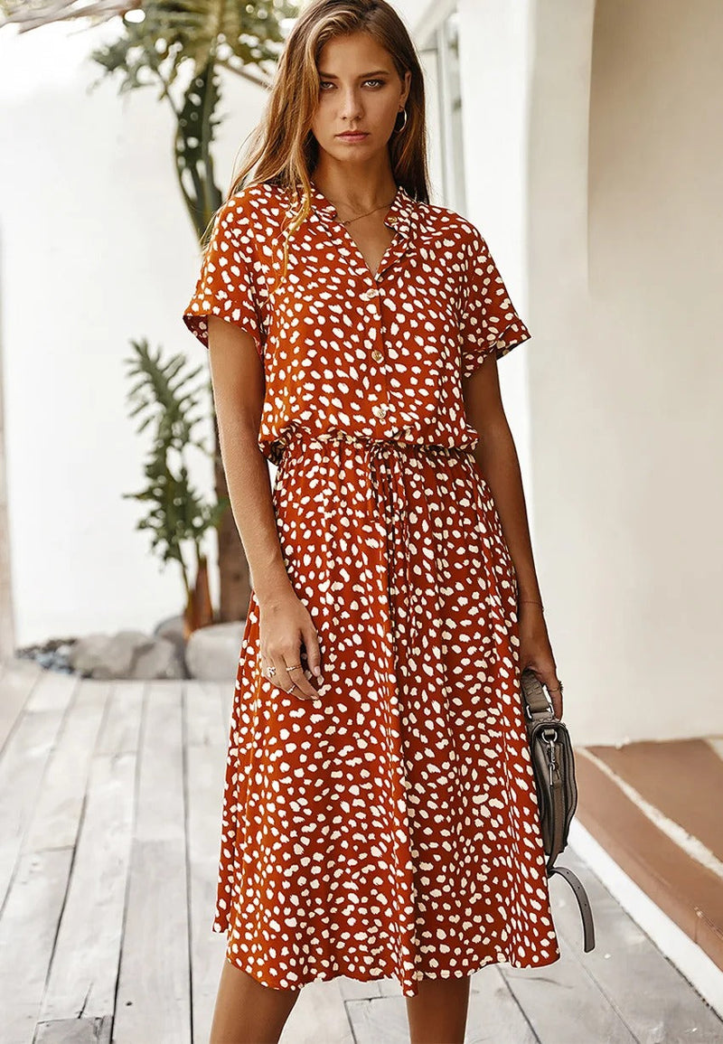Bequemes Casual Kleid | Gepunktetes kurzärmeliges Sommerkleid für dich