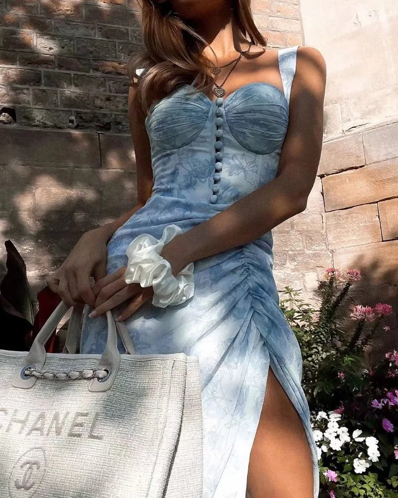 Midikleid mit Schlitz und Bär