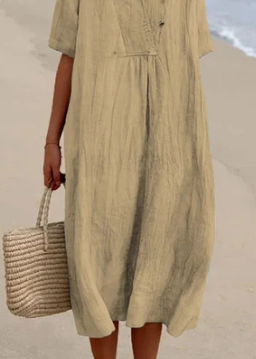 Franziska - Entspanntes Leinen-Taschenkleid mit Druck