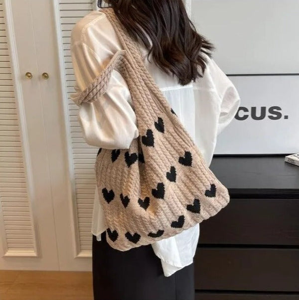 Strickhandtasche Mit Herz